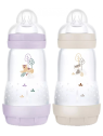 MAM 2 Biberons Easy Start 260 ml 2 Mois et + Débit 2 - Couleur : Lilas/Sable