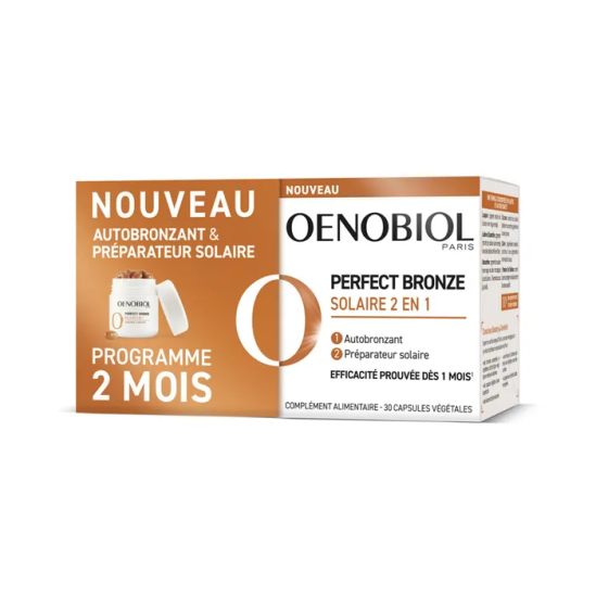 OENOBIOL Perfect Bronze Solaire 2 en 1 Autobronzant et Préparateur Solaire 60 capsules