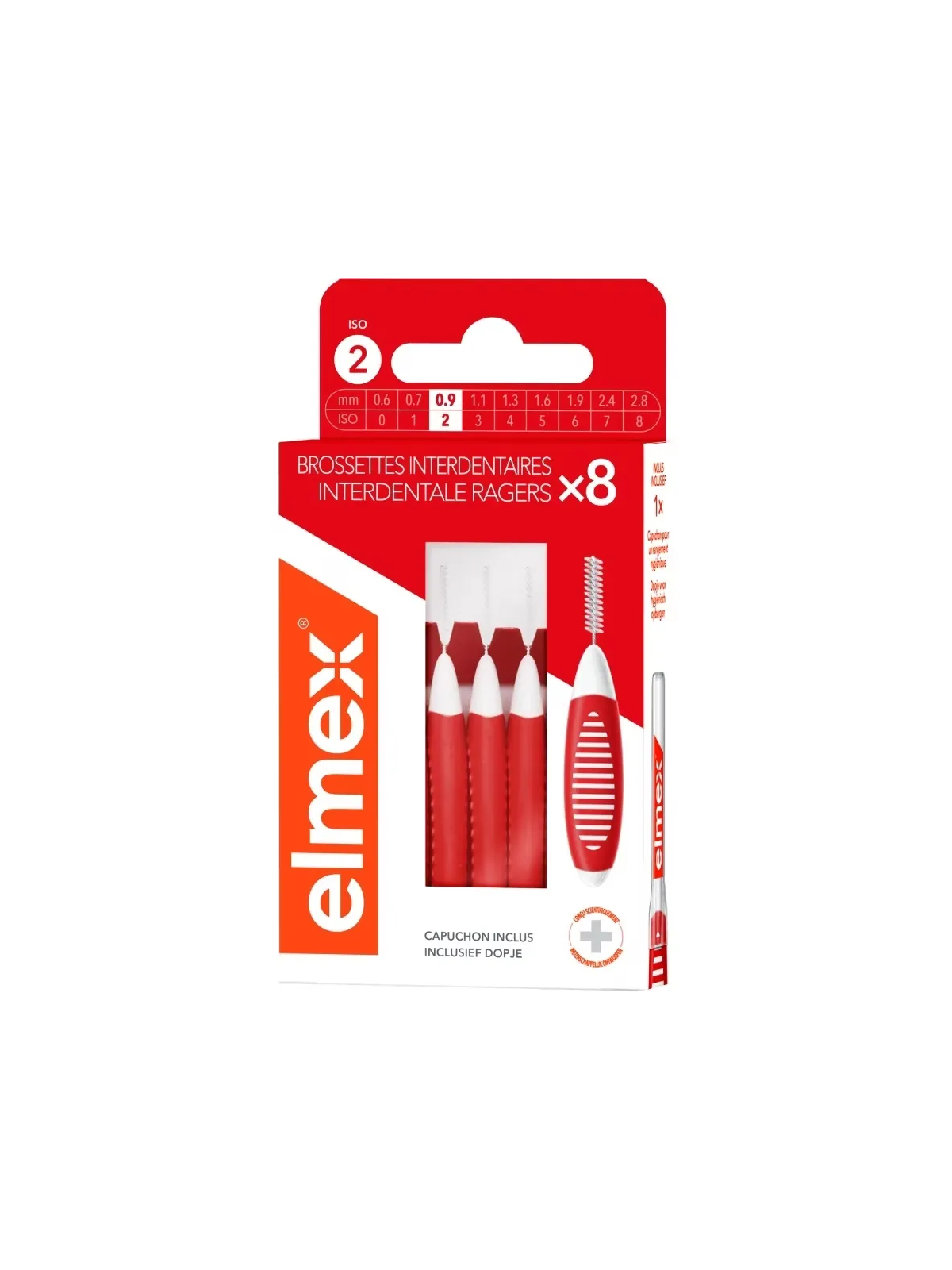 ELMEX Brossette Interdentaire Taille 2 0.9mm Boite de 8
