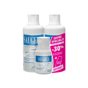 SAUGELLA Soin Lavant Intime Douce Dermoliquide 2x500ml + 100ml Offert