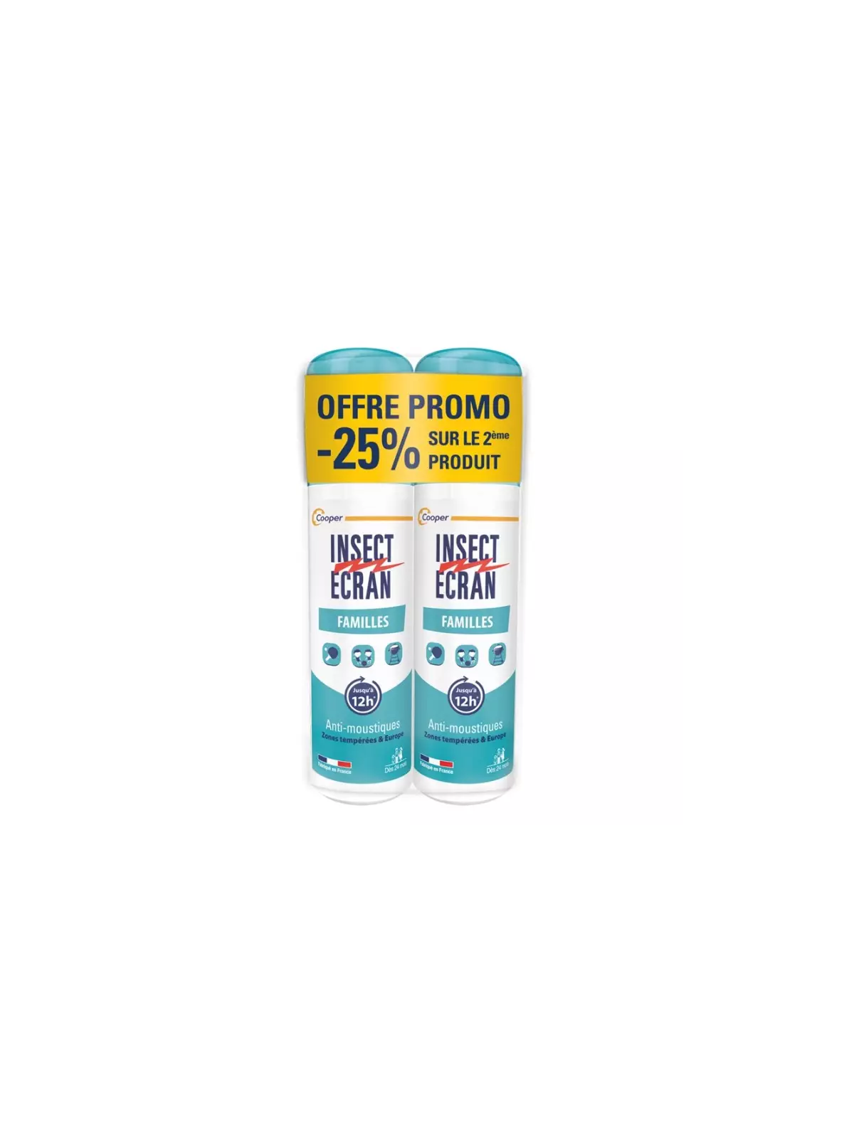 INSECT ECRAN Anti-Moustiques Spray Répulsif Peau Familles Lot de 2 x 100 ml