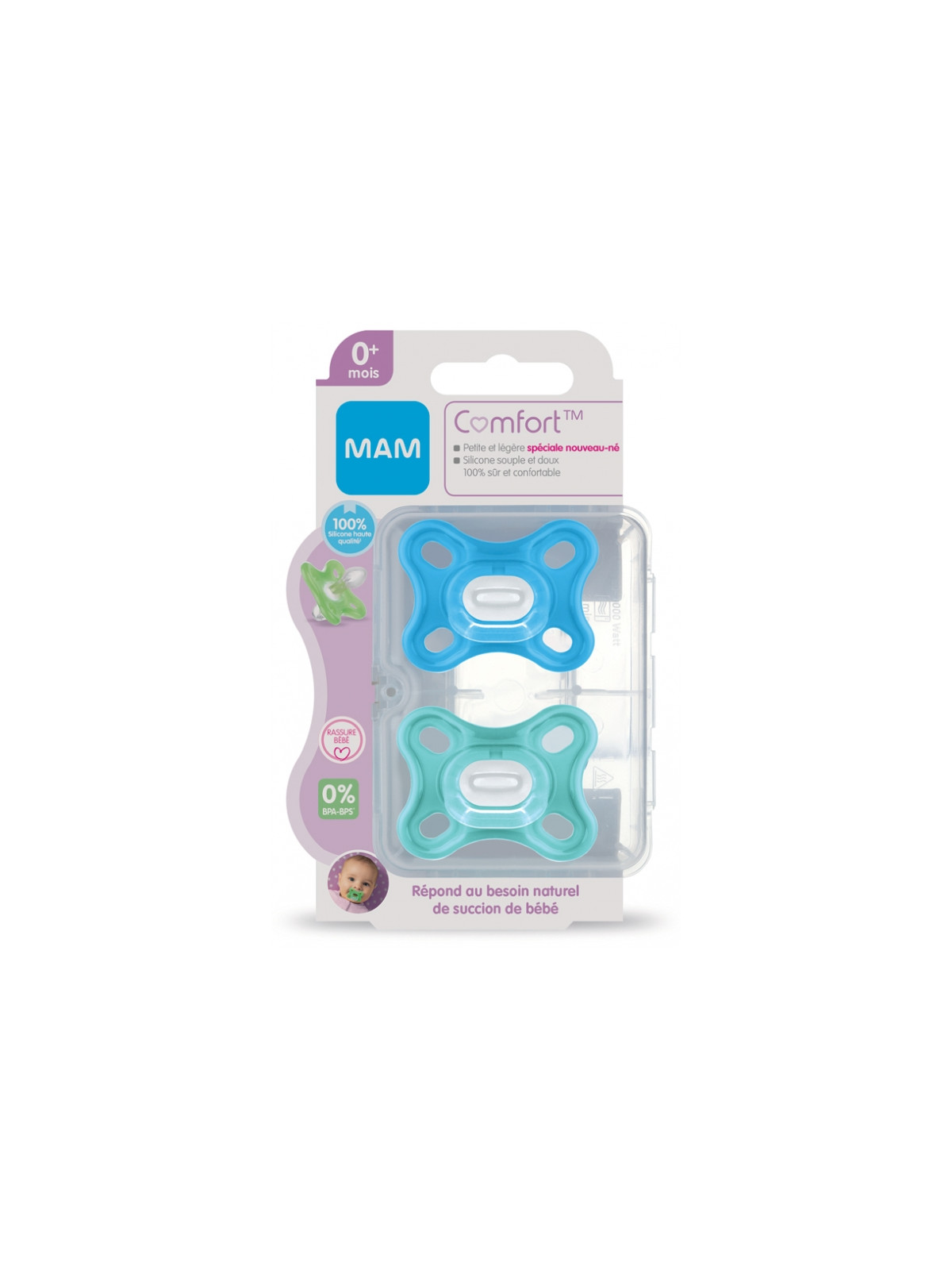 MAM ComfortSucettes en Silicone 0 Mois et + Boite de 2