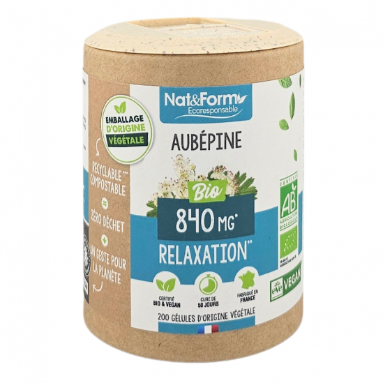NAT&FORM Aubépine 840Mg Relaxation 200 gélules