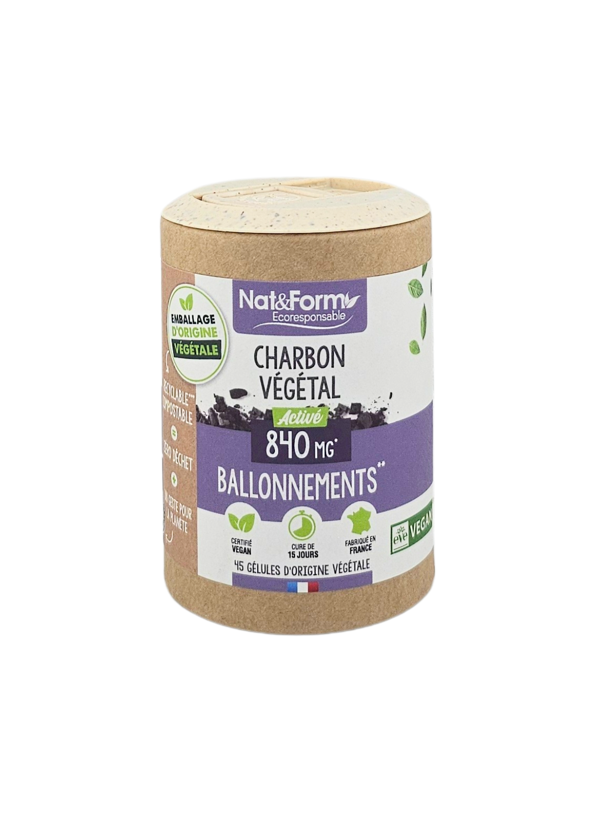 NAT&FORM Charbon Vegetal 45 Gelules