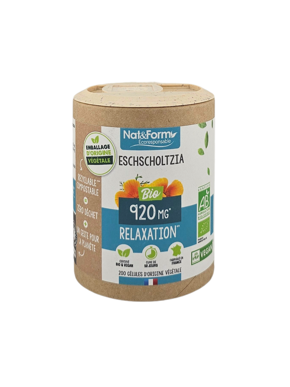 NAT&FORM Eschscholtzia 920Mg Relaxation 200 gélules