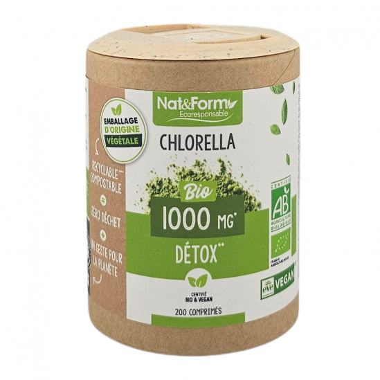 NAT&FORM Chlorella 1000Mg Détox 200 Comprimés