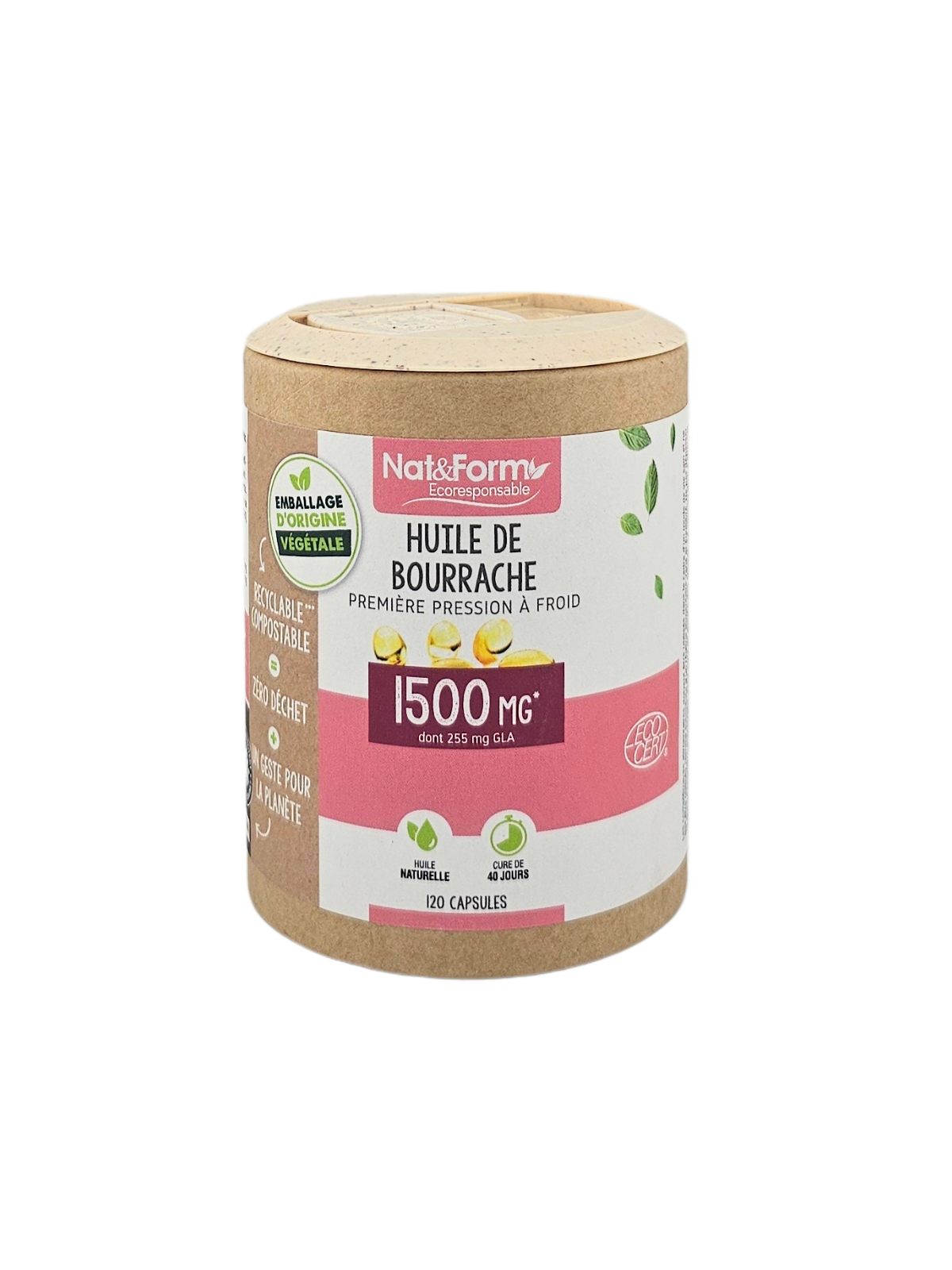 NAT&FORM Huile De Bourrache 1500Mg 120 Capsules