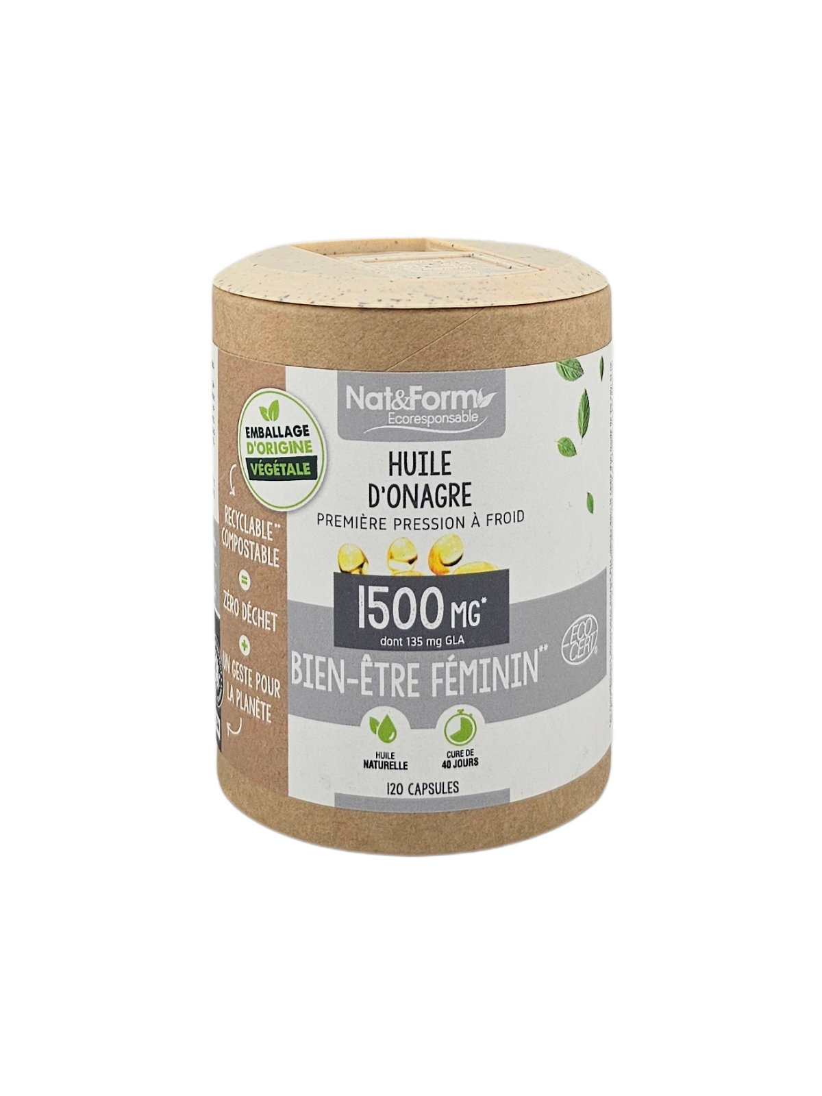 NAT&FORM Huile D'onagre 1500Mg Bien-être Féminin 120 Capsules
