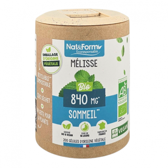 NAT&FORM Mélisse 840Mg Sommeil 200 gélules