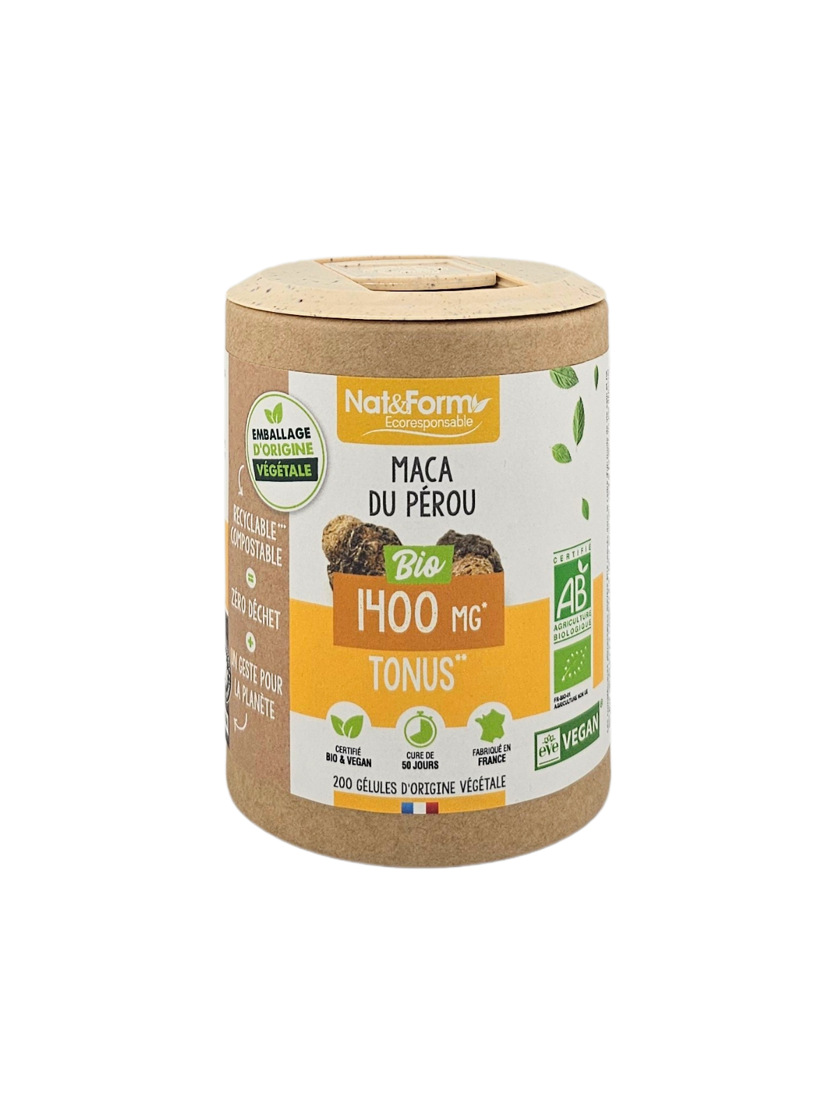 NAT&FORM Maca Du Pérou 1400Mg Tonus Boite de 200 gélules