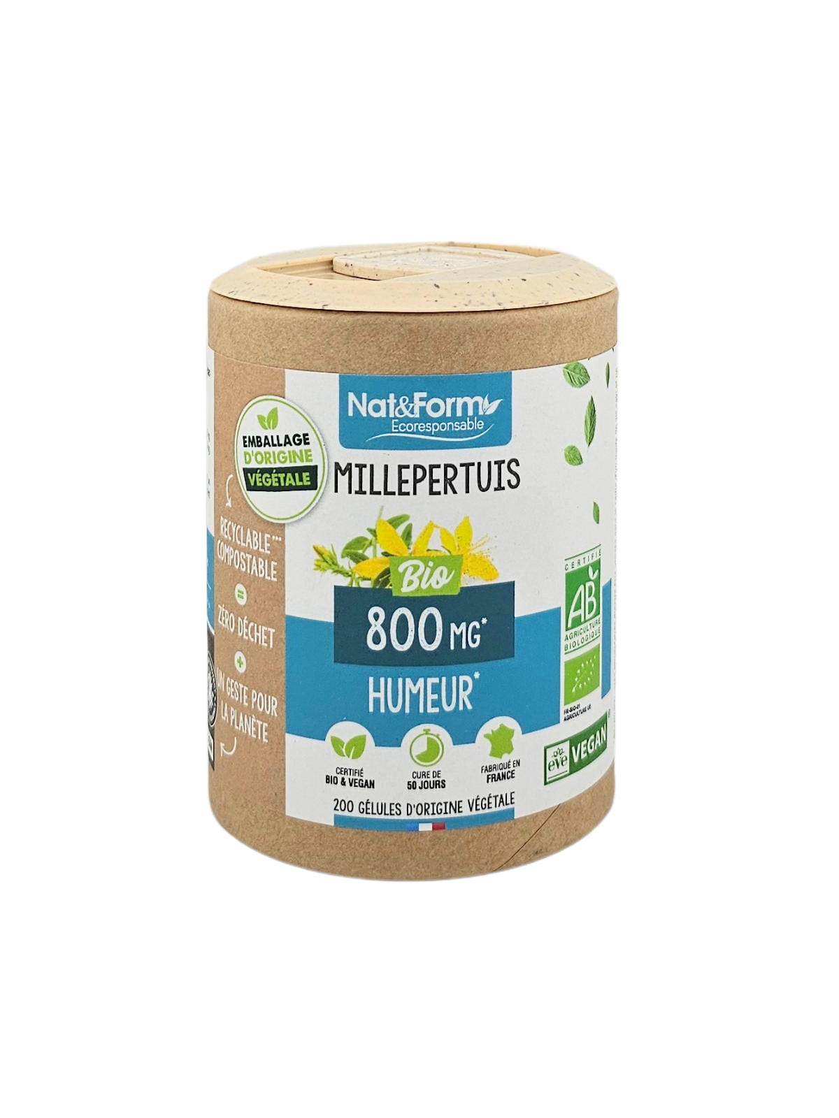 NAT&FORM Millepertuis 800Mg Humeur 200 gélules