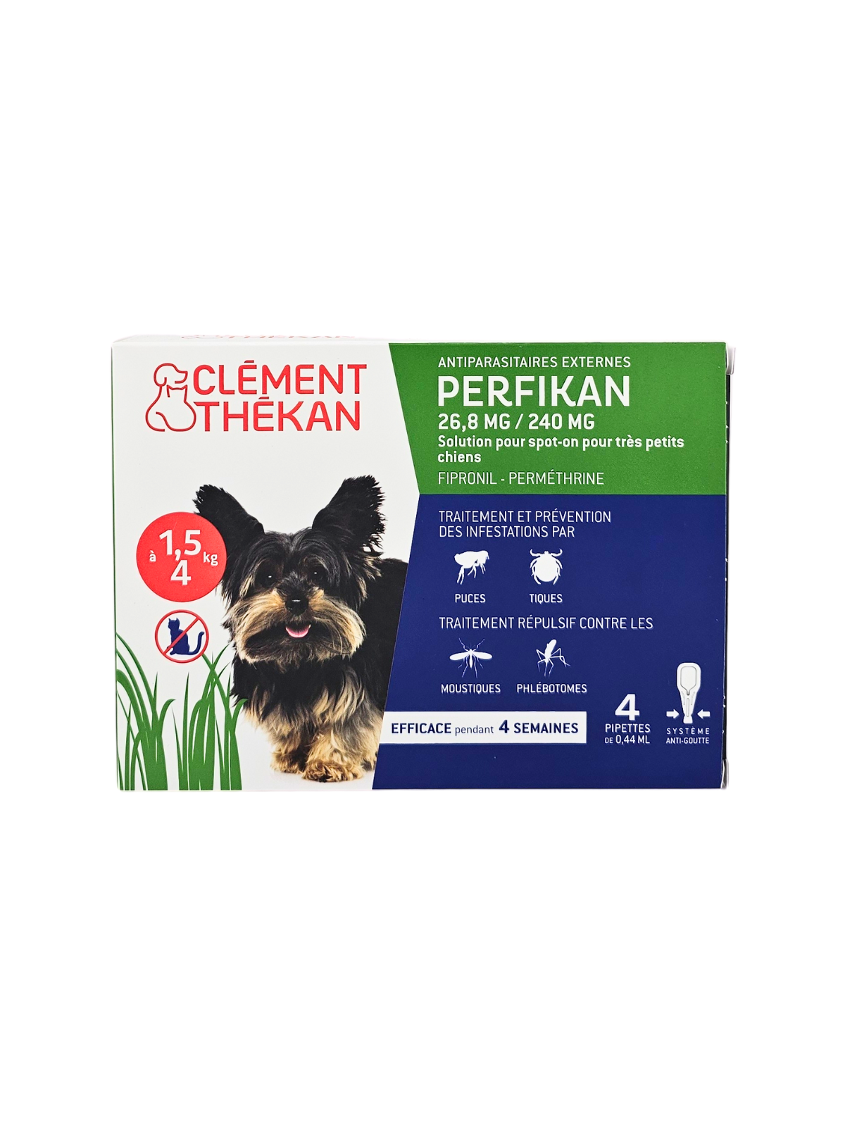 CLEMENT THEKAN Perfikan 26.8Mg / 240 Mg Chiens 1,5 - 4kg Boite de 4 Pipettes