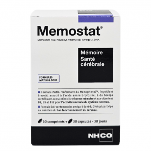 NHCO Memostat Mémoire et Santé Cérébrale Boite de 60 Comprimés + 30 Capsules