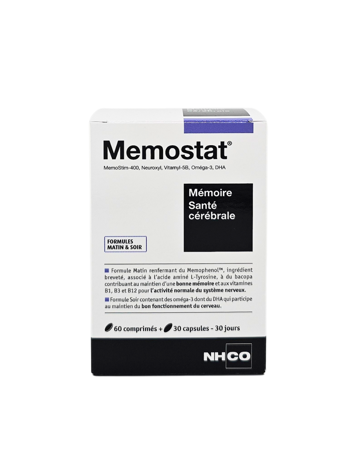 NHCO Memostat Mémoire et Santé Cérébrale Boite de 60 Comprimés + 30 Capsules
