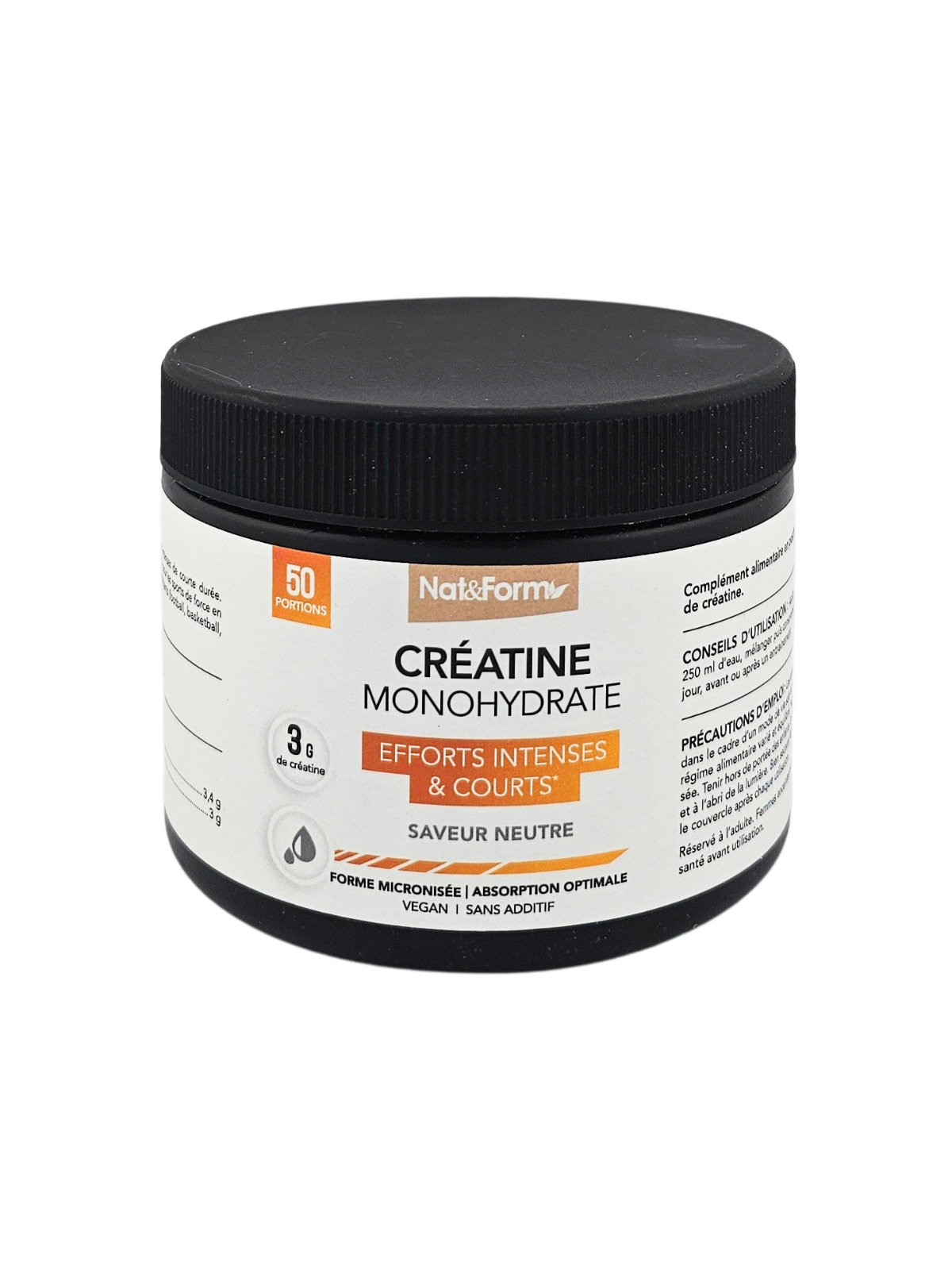 NAT&FORM Créatine Monohydrate Saveur Neutre 170g