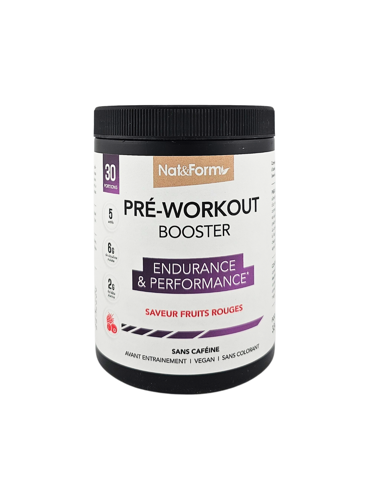 NAT&FORM Pré-Workout Booster Saveur Fruit Rouges 324g
