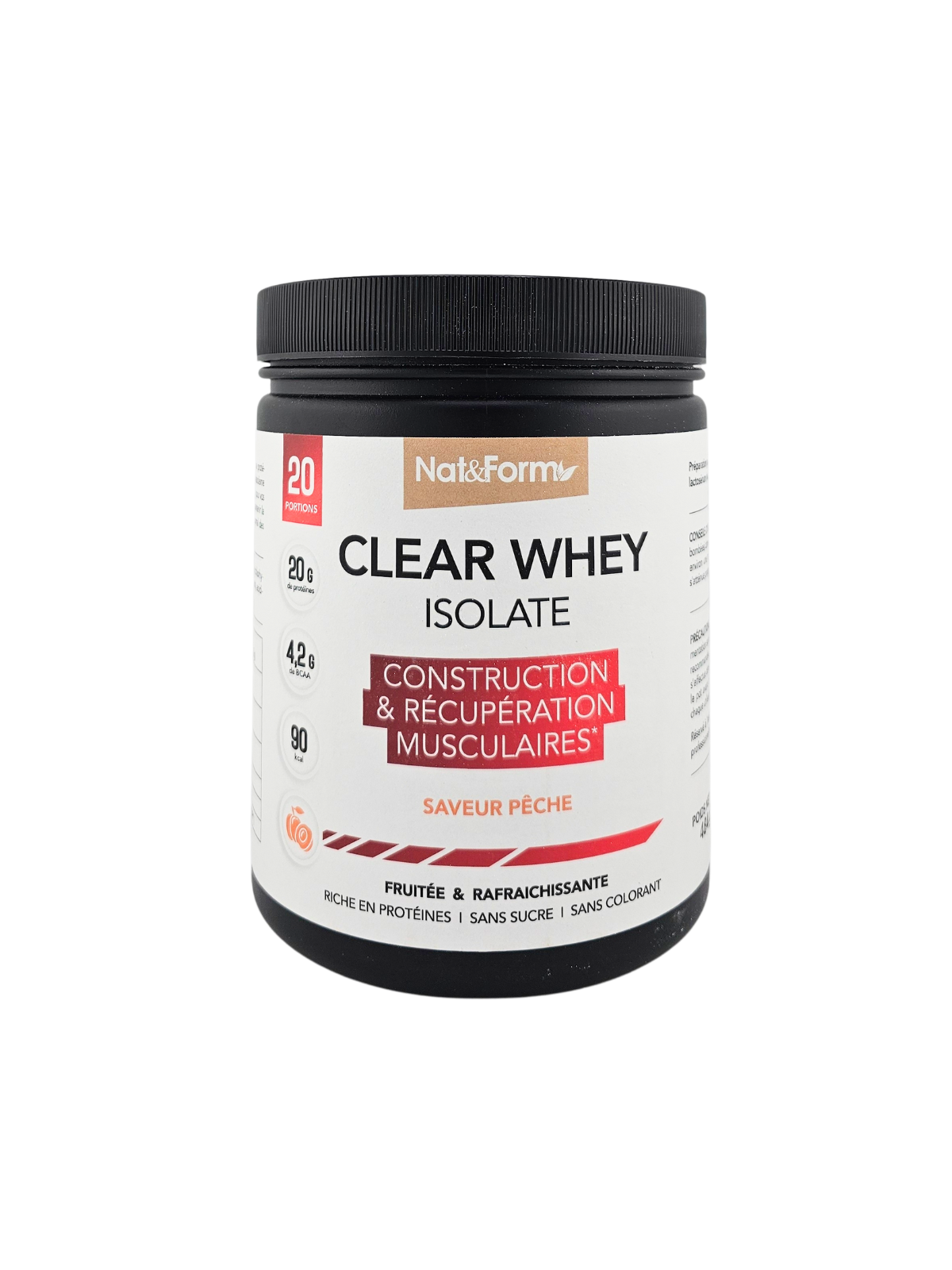 NAT&FORM Clear Whey Isolate Saveur Pêche 484g