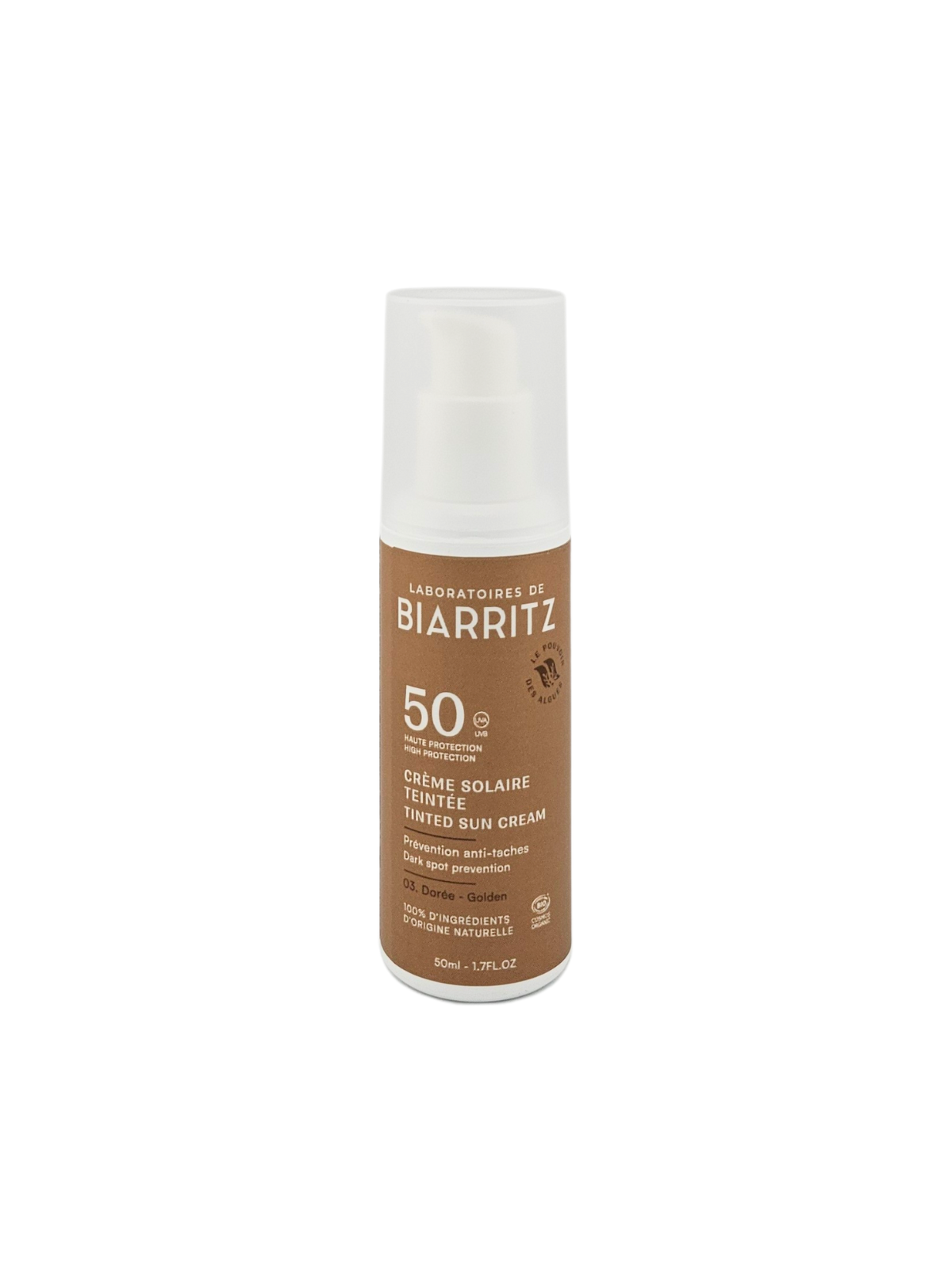 BIARRITZ Crème Solaire Teintée Dorée SPF 50 50ml