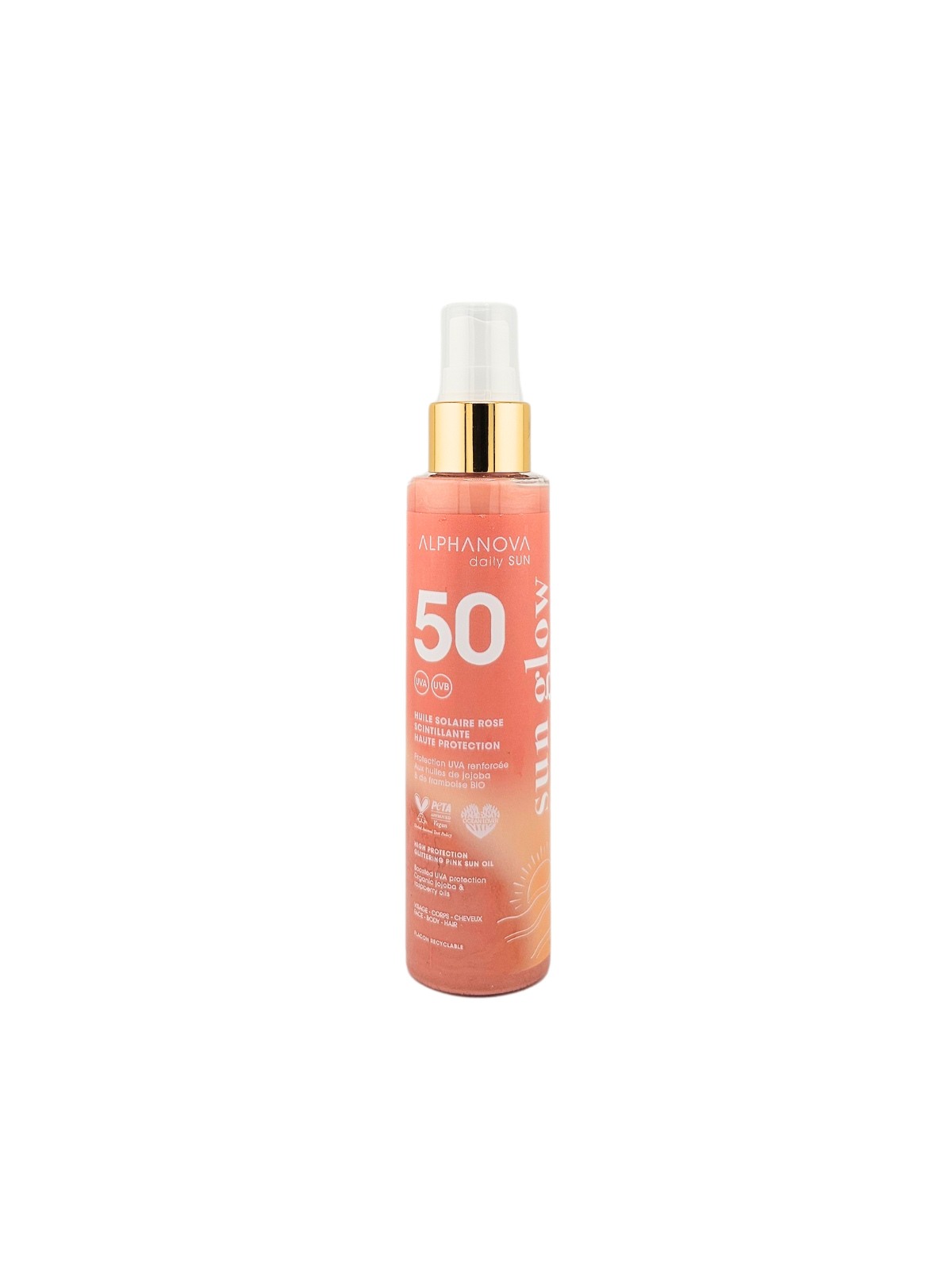 ALPHANOVA Huile Solaire SPF50 Rose Scintillante 125ml