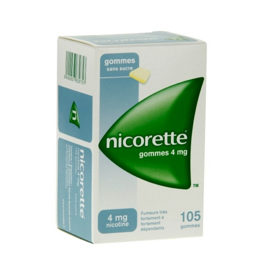 Nicorette 4mg Sans Sucre 105 gommes à mâcher | Nom de la Pharmacie...