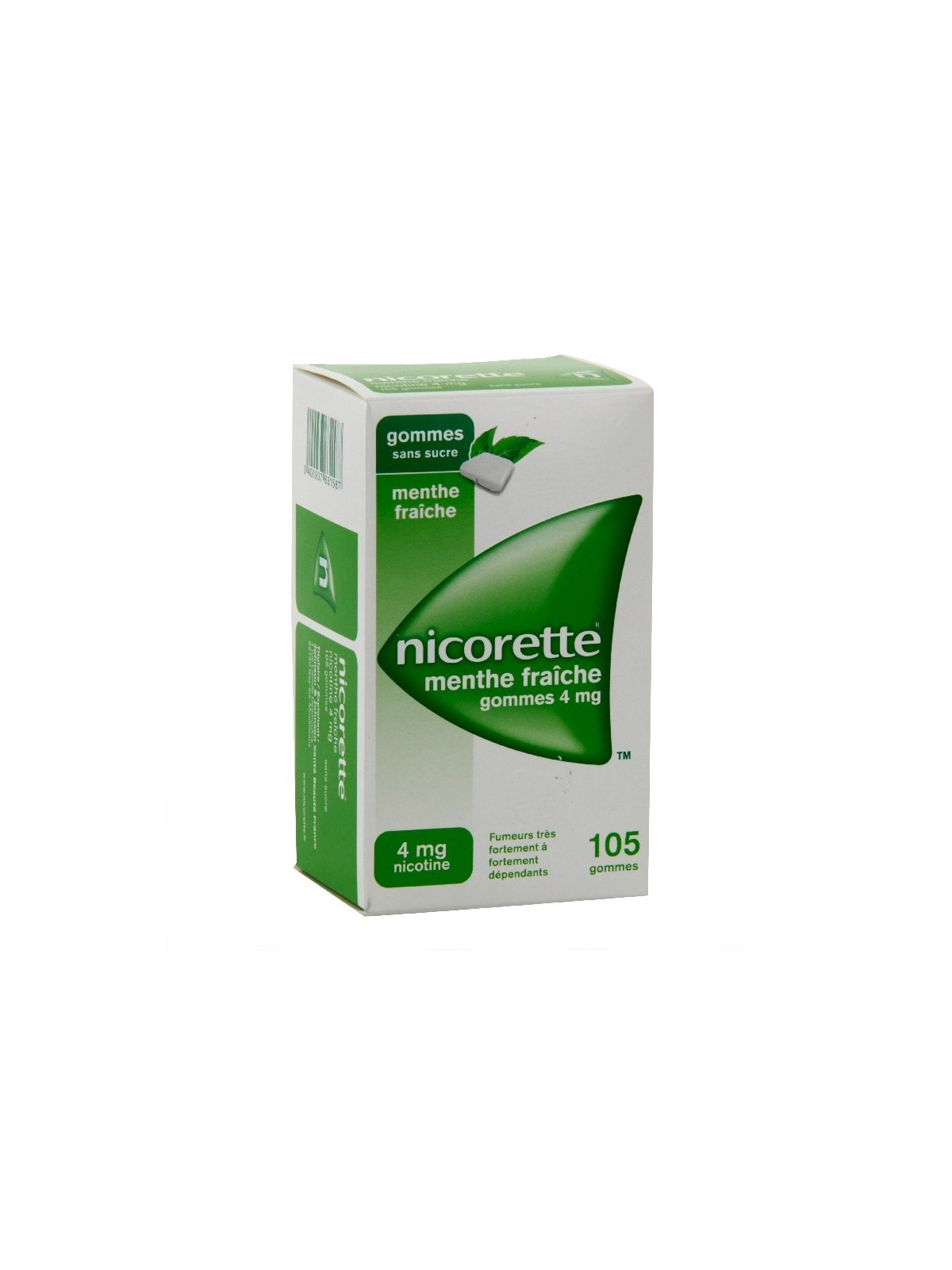 Nicorette menthe fraiche 4mg sans sucre 105 gommes à mâcher