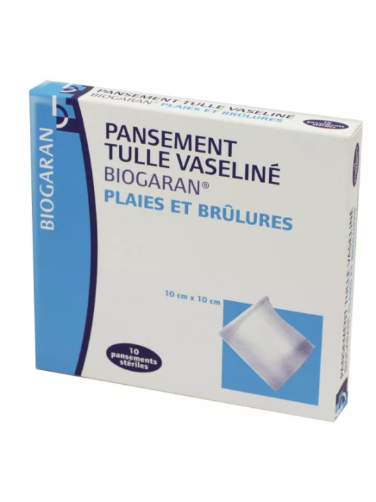 BIOGARAN Pansement Tulle Vaseliné 10CMX10CM boite de 10