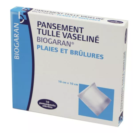 BIOGARAN Pansement Tulle Vaseliné 10CMX10CM boite de 10
