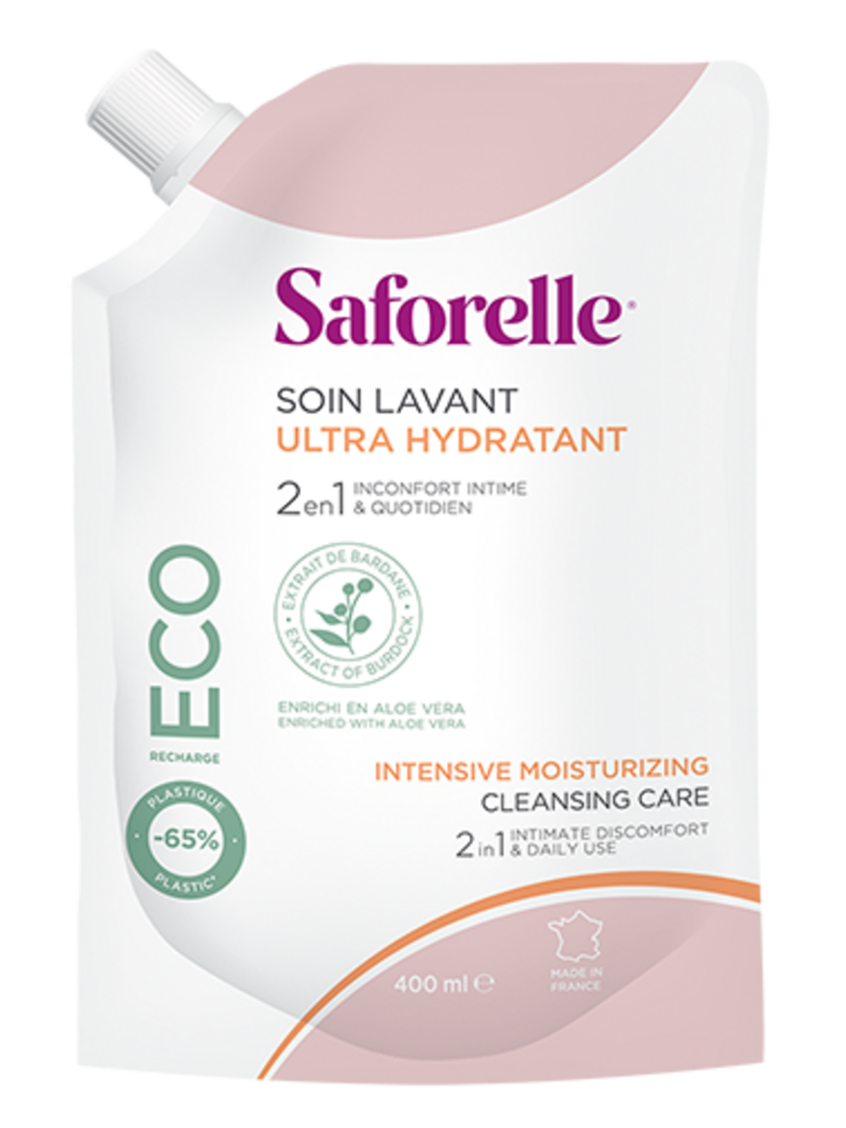 Saforelle soin lavant ultra hydratant eco-recharge 400ml