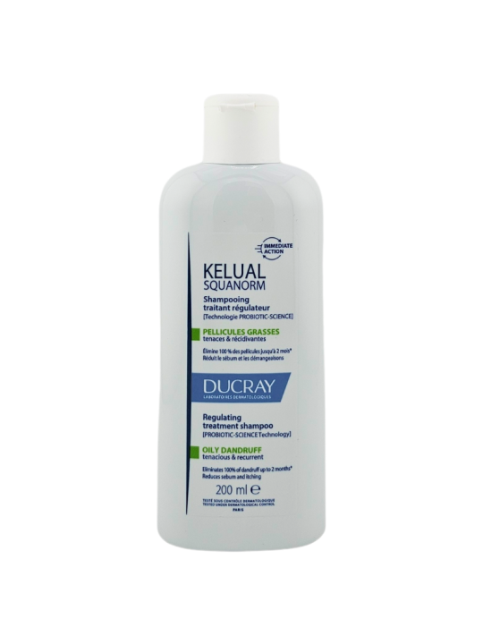 DUCRAY KELUAL Squanorm Shampooing Traitant Régulateur Pellicules Grasses 200ml