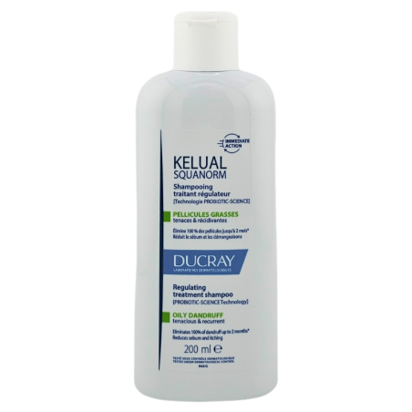 DUCRAY KELUAL Squanorm Shampooing Traitant Régulateur Pellicules Grasses 200ml