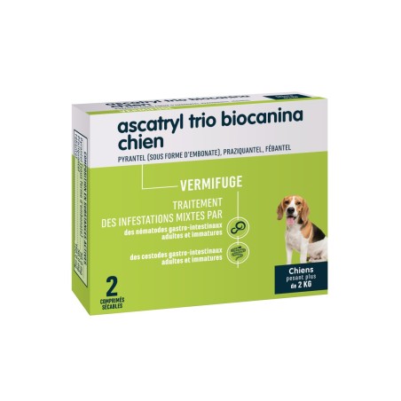 BIOCANINA Ascatryl Trio Chien Comprimés boite de 2