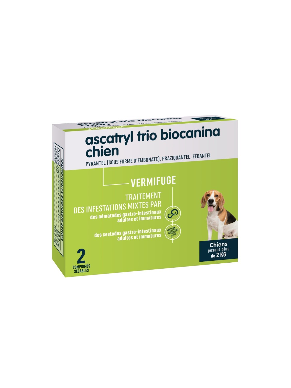 BIOCANINA Ascatryl Trio Chien Comprimés boite de 2
