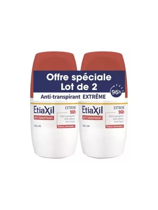 ETIAXIL Détranspirant Extrême 96H Roll-On 2X50ML