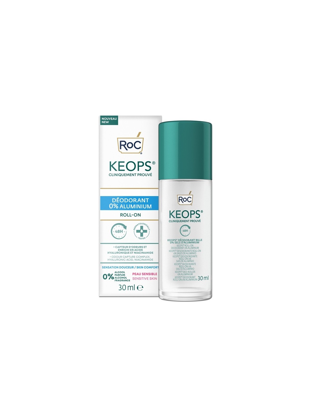 ROC Keops Déodorant Roll-On Peaux Sensibles 0% Aluminium 30ML