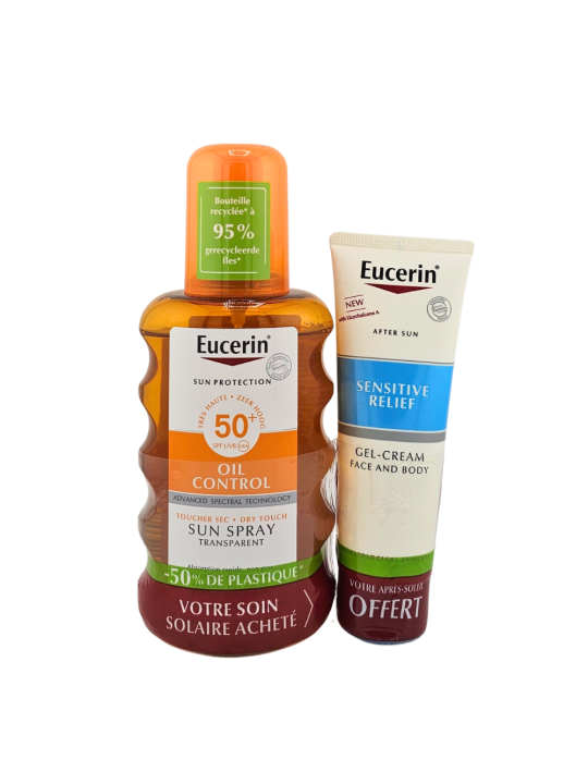 EUCERIN Oil Control Sun Spray SPF 50+ 200ml + Sensitive Relief Offert