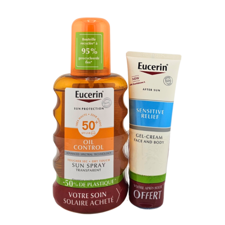 EUCERIN Oil Control Sun Spray SPF 50+ 200ml + Sensitive Relief Offert