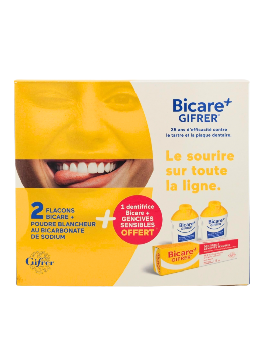 GIFRER Lot de 2 Bicare+ 1 Dentifrice Gencives sensibles OFFERT