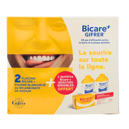 GIFRER Lot de 2 Bicare+ 1 Dentifrice Gencives sensibles OFFERT