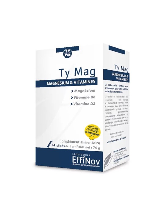 EFFINOV Ty Mag Magnésium et Vitamines Boite de 14 Sticks