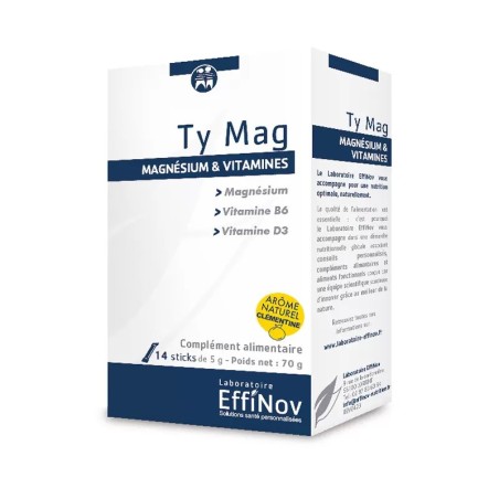 EFFINOV Ty Mag Magnésium et Vitamines Boite de 14 Sticks