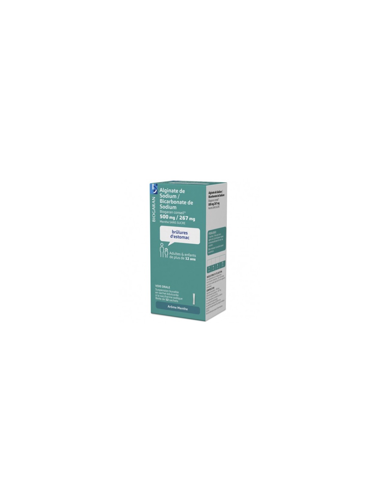 ALGINATE de Sodium/BICARBONATE de Sodium Biogaran Sachet boite de 12