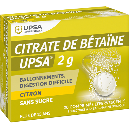 Citrate De Betaine Citron Upsa 2G Sans Sucre 20 Comprimés...