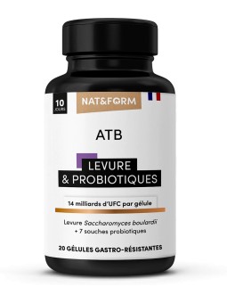 NAT&FORM ATB Levure et Probiotiques Boite de 20 gélules