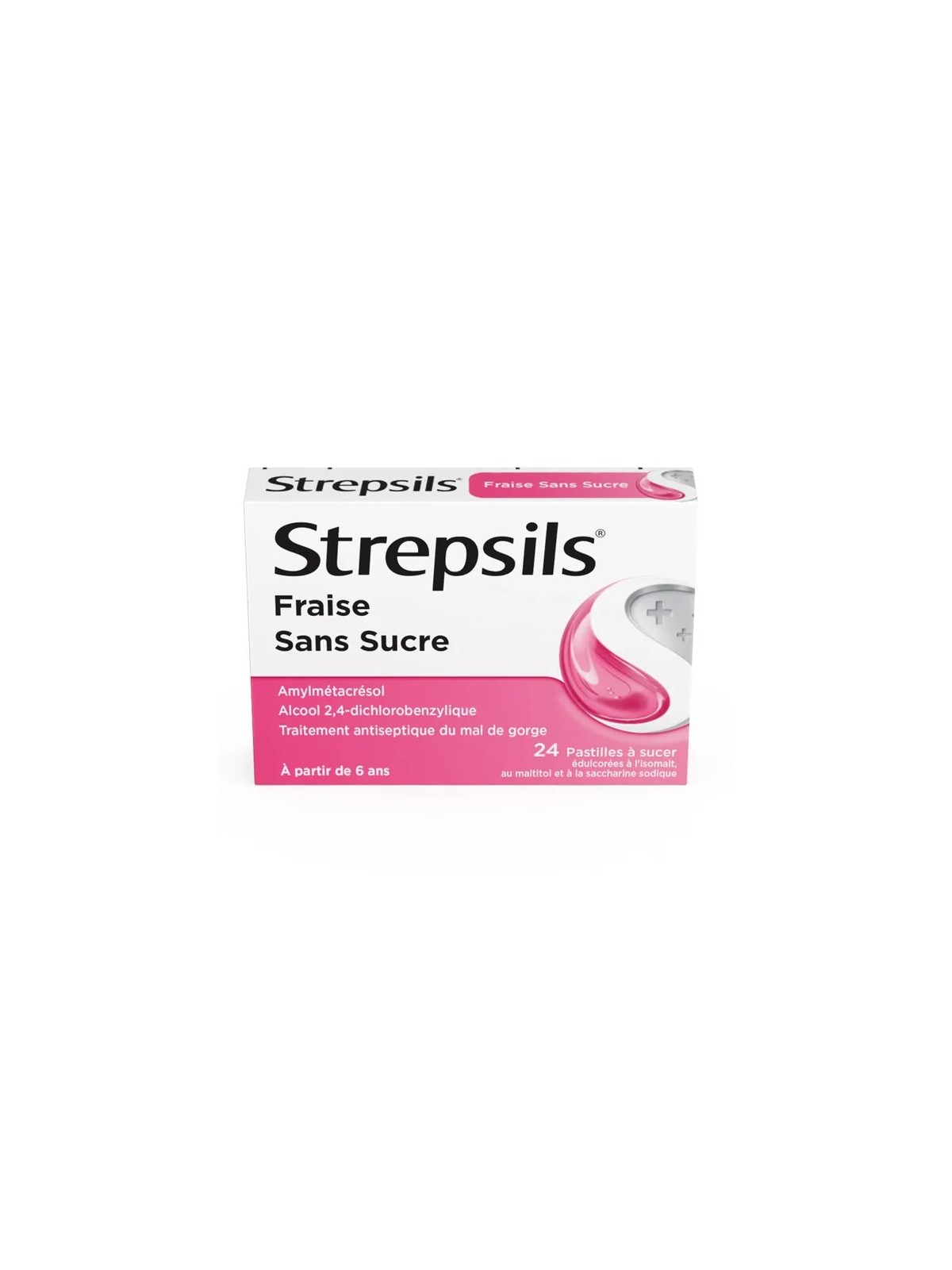 Strepsils Fraise Sans Sucre 24 Pastilles édulcorées à l'isomalt au...