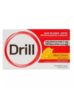 DRILL Miel Citron Pastilles à Sucer Sans Sucre boite de 24