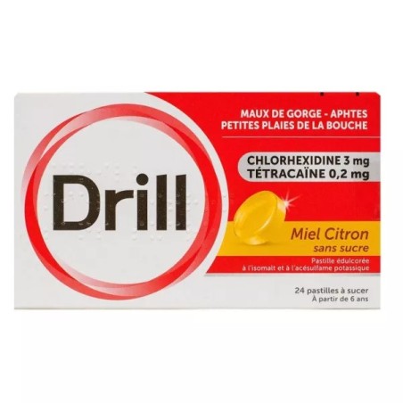 DRILL Miel Citron Pastilles à Sucer Sans Sucre boite de 24