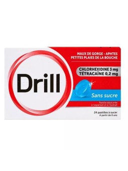 Drill Sans Sucre 24 Pastilles édulcorées à l'aspartam et à...