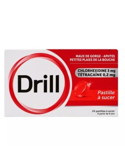 Drill Maux de Gorge 24 Pastilles à sucer | Nom de la Pharmacie en...