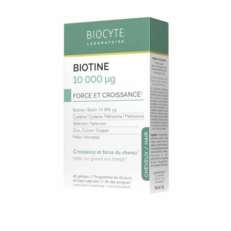 BIOCYTE Biotine 10 000 µg Force Capillaire Gélules boite de 45