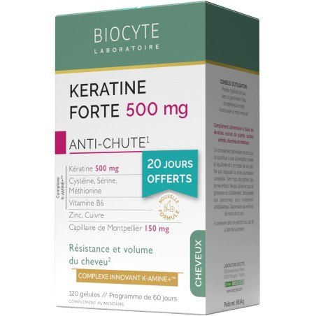 BIOCYTE Keratine 500 mg Anti-Chute Gélules pack de 120